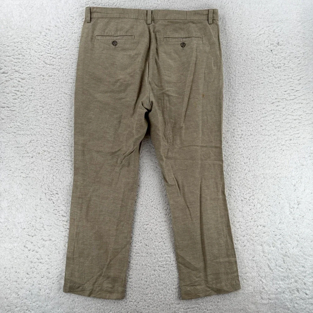 Banana Republic Aiden Chino Pants Mens 35x30 Beige Slim Fit Linen Blend Casual